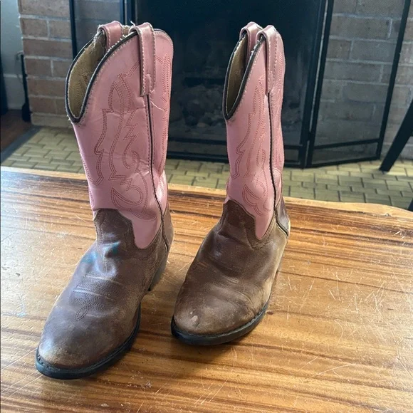 SMOKY MOUNTAIN BOOTS Girls Size 4 Pink and Brown Western Boots - Picture 2 of 7